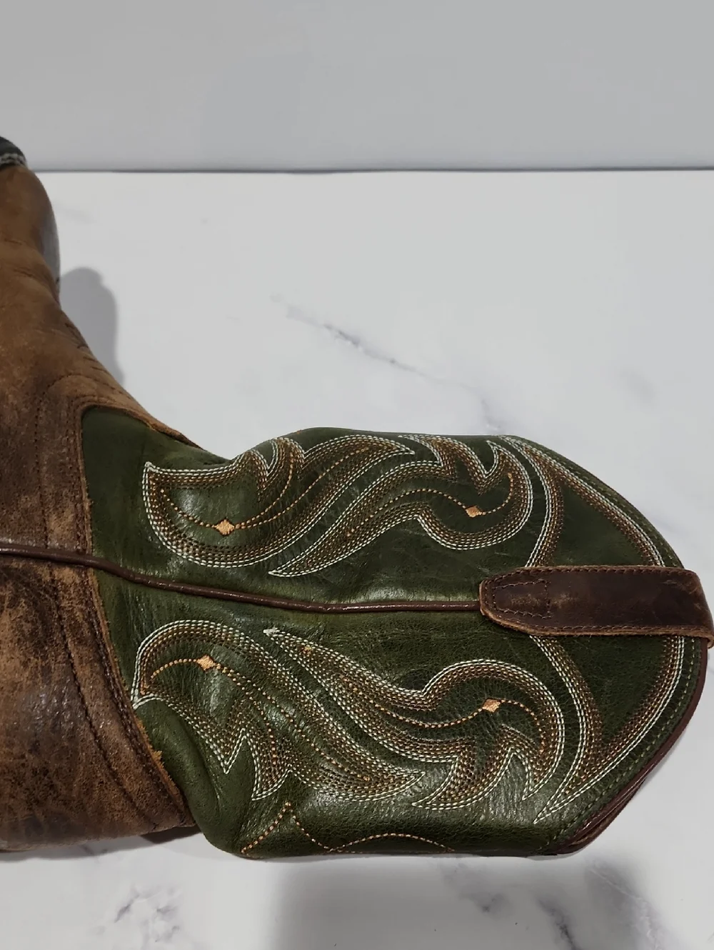 Rank 45  Western Cowboy Boots - Brown and Green